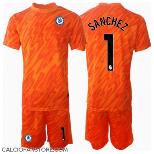 Maglia Calcio Chelsea Robert Sanchez #1 Portiere Prima Divisa Bambino 2024-25 Manica Corta (+ pantaloncini)